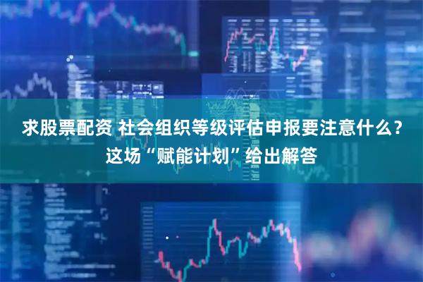 求股票配资 社会组织等级评估申报要注意什么？这场“赋能计划”给出解答
